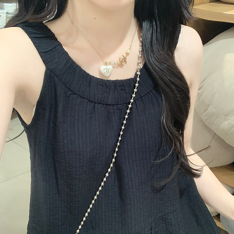 Women Summer Sleeveless Halter A-Line Long Dress with Layered Look
