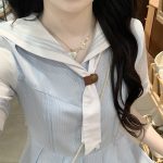 Preppy Sailor Collar White Short Sleeve Dress 2025 Spring Summer Petite JK Uniform Style