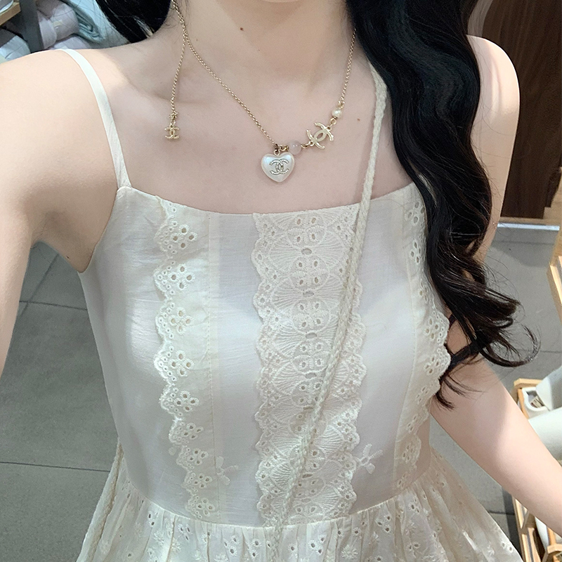 French Lace Trim Embroidered Floral Cami Dress with Flowing Hem for Vacation