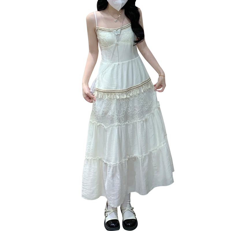Ethnic Style Sequin Color Block Butterfly Cami Dress High Waist Ruffle Tiered Maxi Dress - Image 5