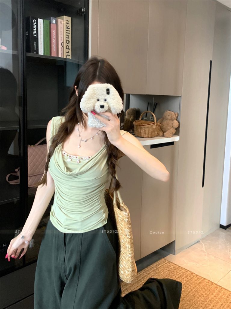 Women's Sleeveless Cowl Neck T-Shirt Summer 2026 French Style