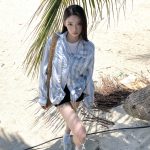 Light Blue Striped Long Sleeve Women's Shirt Liu Yase Style Lazy Shirt Jacket Top