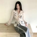 Cat Afternoon Tea Plaid Lace-Up Long Sleeve Shirt Cardigan