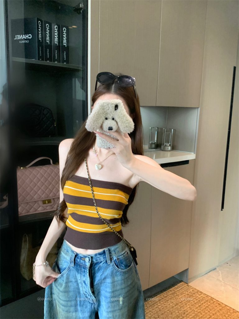 Women's Striped Tube Top Summer Short Sleeveless Camisole