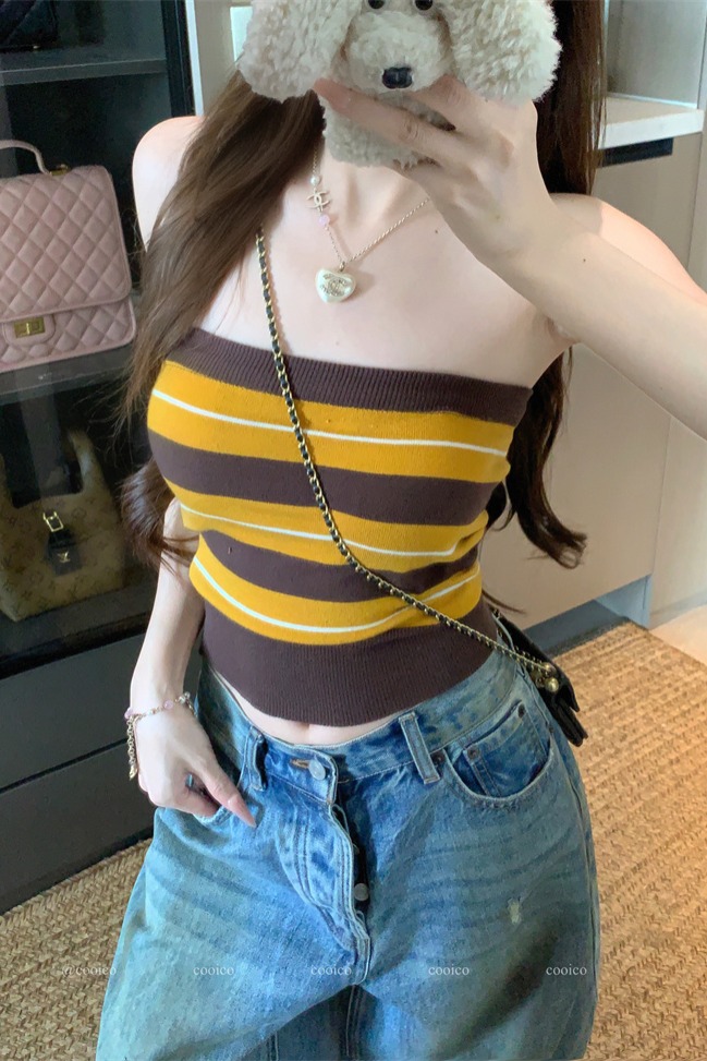 Women's Striped Tube Top Summer Short Sleeveless Camisole - Image 5