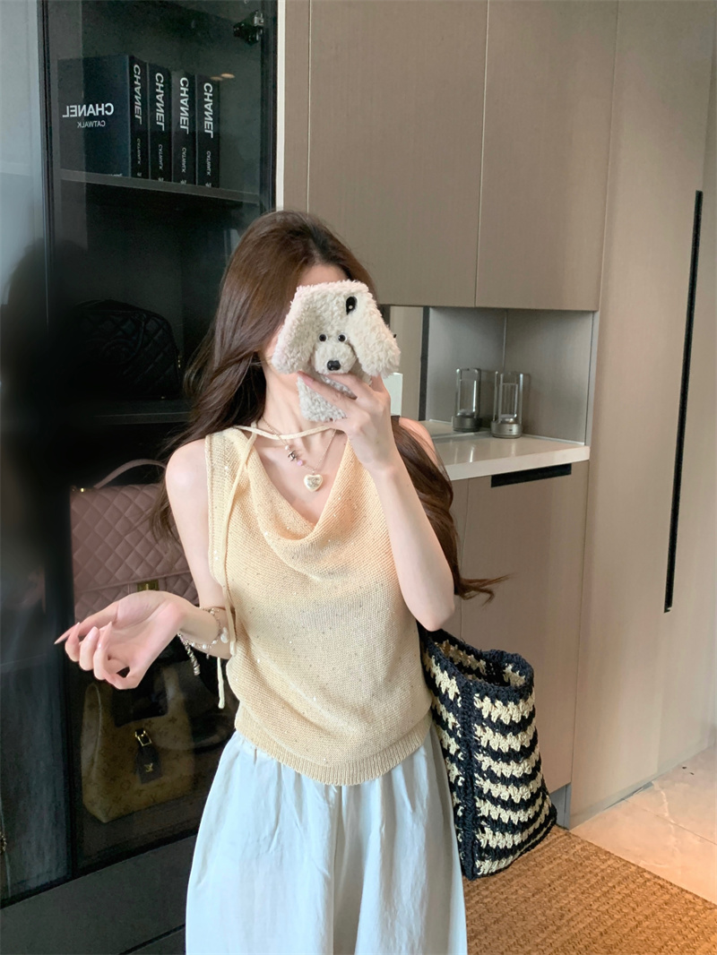 Retro Cowl Neck Multi-Way Sequin Camisole Top for Women - Image 4