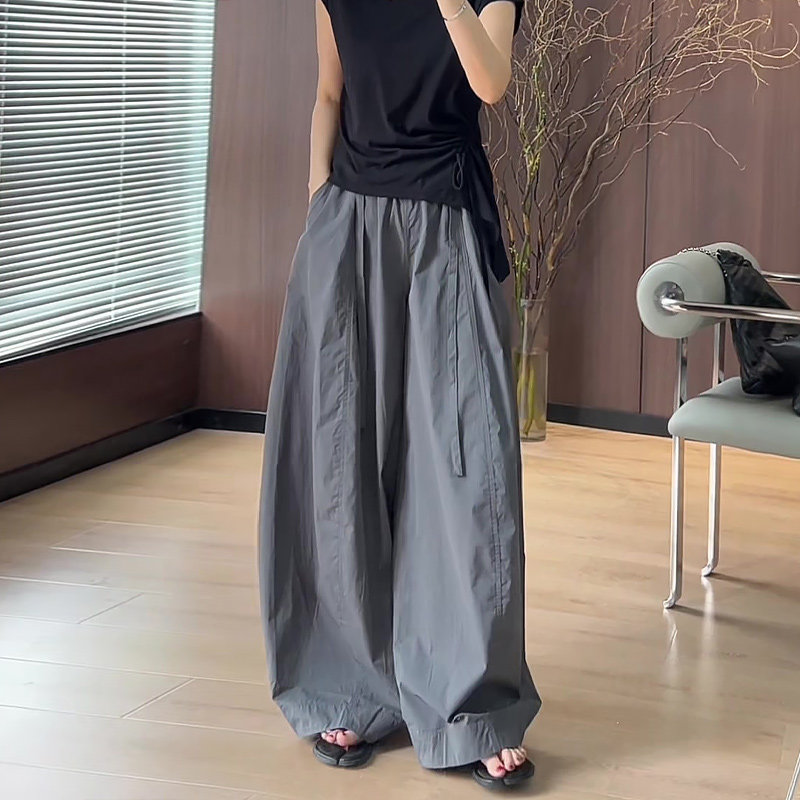 American Style Relaxed Gray Pants for Women Summer Thin 2026 New High Waist Drapey Loose Curved Wide Leg Pants - Image 5