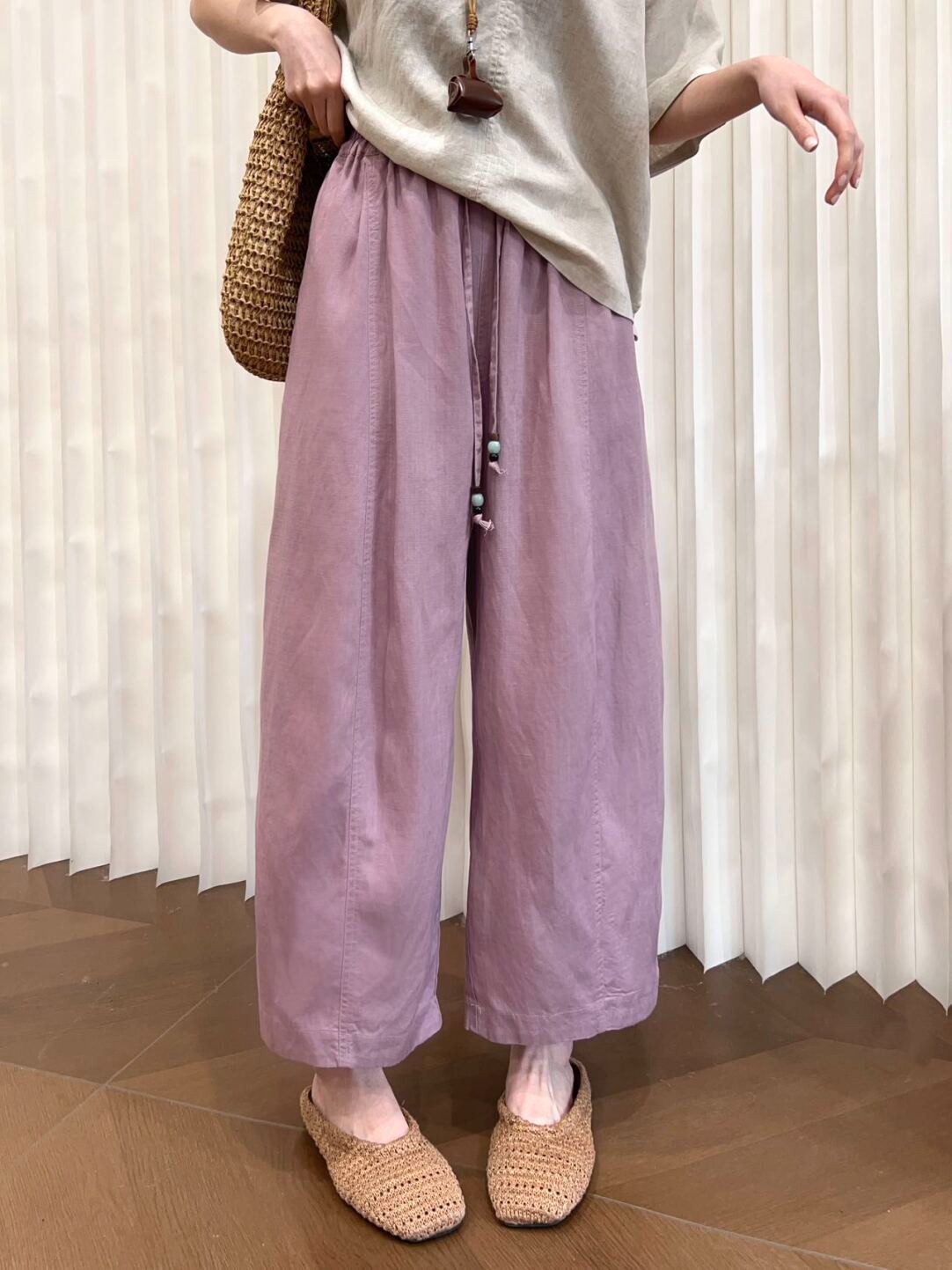 Women's Summer Linen Wide-Leg Pants - High Waist Loose Fit - Image 3