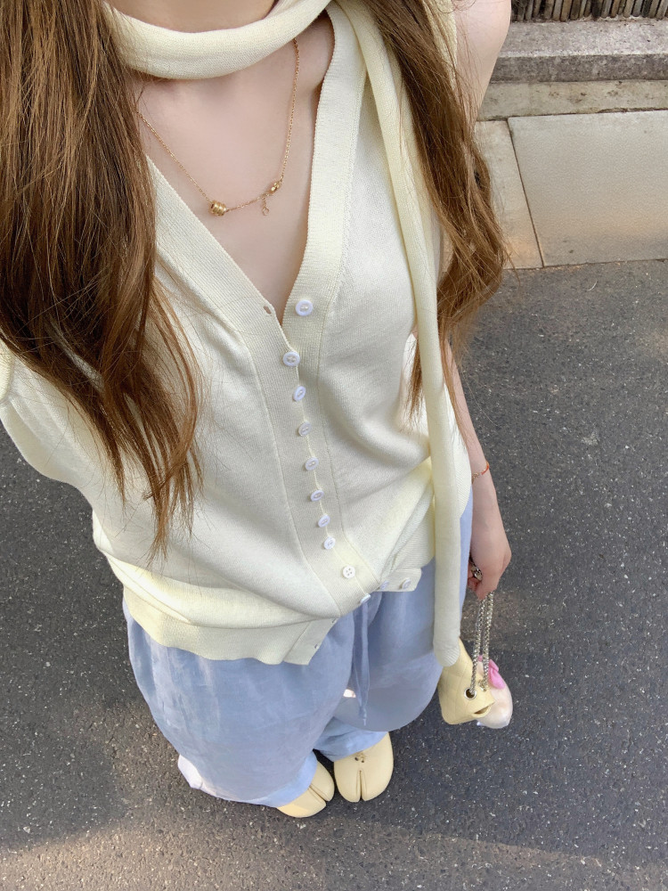 Macaron Summer Breathable Linen Pants Minimalist Narrow Waist Casual Floor-Length Pants - Image 4
