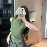 High Neck Sleeveless Knit Vest for Women