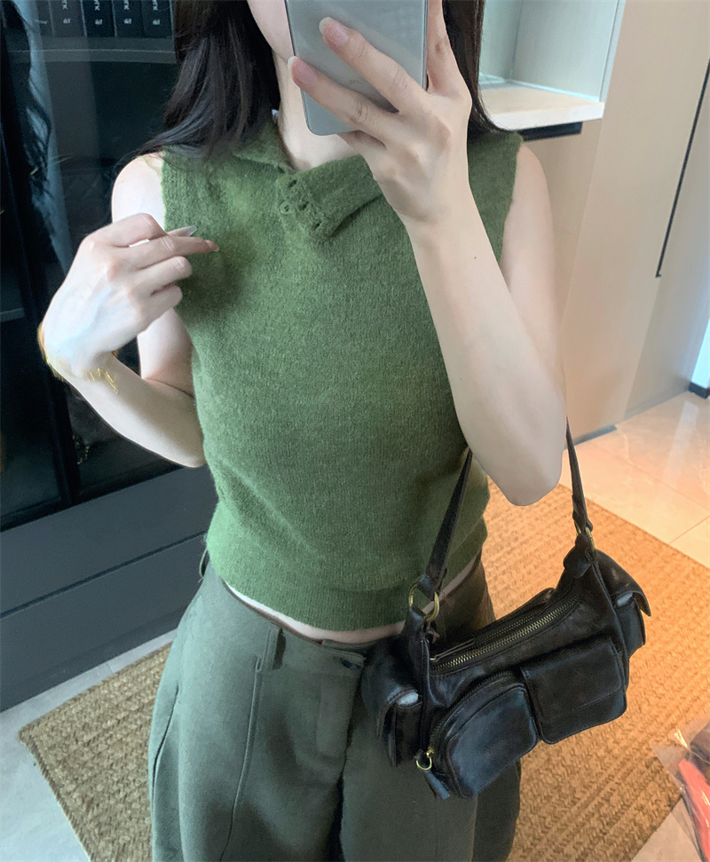 High Neck Sleeveless Knit Vest for Women - Image 4